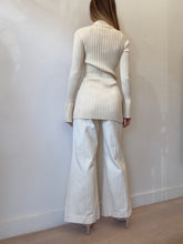 Load image into Gallery viewer, Henne - Collared Longline Ribbed Knit Cardigan - Cream - 8
