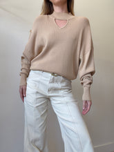 Load image into Gallery viewer, Manning Cartell - LS Ribbed Top w Triangle Cut Out - Camel - S
