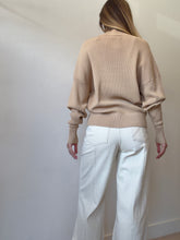 Load image into Gallery viewer, Manning Cartell - LS Ribbed Top w Triangle Cut Out - Camel - S
