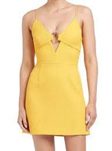 Load image into Gallery viewer, Rebecca Vallance - Romy Mini Dress w gold bust hardware - Yellow - 10 - RRP $499
