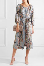 Load image into Gallery viewer, Zimmermann - 3/4 Sleeve Midi Dress w belt - Blue Palm Print - 0
