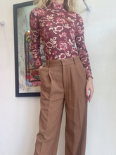 Load image into Gallery viewer, Sezane - LS Mock Neck Top - Burgundy Floral  - S
