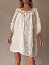 Load image into Gallery viewer, Peony - Linen Audrey Mini Dress  w Pocket - Off White - S - RRP$320
