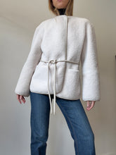 Load image into Gallery viewer, Friends with Frank - Faux Shearling Jacket w leather belt  - Cream - xs
