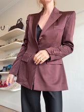 Load image into Gallery viewer, Alex Perry - Single Breasted Satin Crepe Blazer - Chocolate - 10
