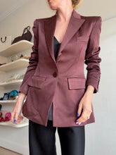 Load image into Gallery viewer, Alex Perry - Single Breasted Satin Crepe Blazer - Chocolate - 10
