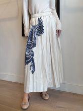 Load image into Gallery viewer, Alemais - Rider Pleated Maxi Skirt - Cream/Blue Horse Print - 8

