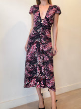 Load image into Gallery viewer, Reiss - Pink Floral SS Maxi Dress - Black - 8

