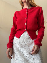 Load image into Gallery viewer, O.P. On Parks - Cotton/Cashmere Cardigan w diamonte buttons - Red - 8
