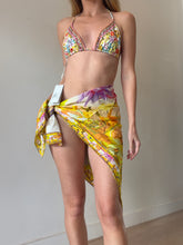 Load image into Gallery viewer, Camilla - Silk Floral Beaded Trim Scarf - Yellow - M
