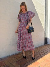 Load image into Gallery viewer, Tomorrow Land - Clair Cotton Ruffle  Blouse &amp; Midi Set - Plaid - 36
