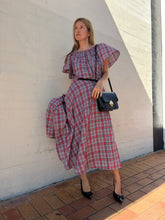 Load image into Gallery viewer, Tomorrow Land - Clair Cotton Ruffle  Blouse &amp; Midi Set - Plaid - 36
