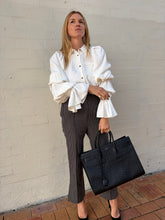 Load image into Gallery viewer, Khaite - Ruched Sleeve Pointed Collar Shirt - Ivory - XS
