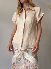 Load image into Gallery viewer, Zimmermann -  Crystal  Embellished  Collar Silk Linen Shirt w Cami - Apricot - 2
