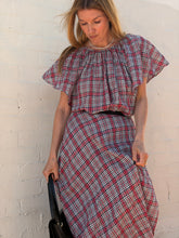 Load image into Gallery viewer, Tomorrow Land - Clair Cotton Ruffle  Blouse &amp; Midi Set - Plaid - 36
