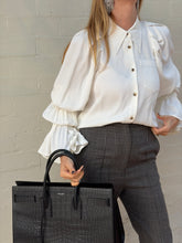 Load image into Gallery viewer, Khaite - Ruched Sleeve Pointed Collar Shirt - Ivory - XS

