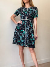 Load image into Gallery viewer, The Kooples - SS Silk Mini Dress - Navy w leaf print - S
