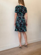 Load image into Gallery viewer, The Kooples - SS Silk Mini Dress - Navy w leaf print - S
