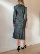 Load image into Gallery viewer, Scanlan Theodore - LS Tie Front Shirt Dress - Dark Green/Animal Print - 6

