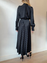 Load image into Gallery viewer, Ginger &amp; Smart - Nemesis LS Self Stripe Wrap Dress - Black - 12 - nwt RRP$499
