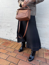 Load image into Gallery viewer, Lee Matthews - Aline Midi Skirt w Contrast Stitching &amp; Belt- Black - 2
