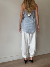 Load image into Gallery viewer, Bassike  - Linen/Silk Strapless Top - Blue/White Stripe - 0
