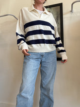 Load image into Gallery viewer, Saks Fifth Avenue - Cashmere V Neck Collar Jumper - Stripe - XL
