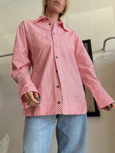 Load image into Gallery viewer, Ganni - LS Shirt w Wide Cuffs - Red/White Stripe - 40
