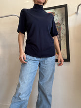 Load image into Gallery viewer, Country Road - SS Merino Wool Silk Top - Navy - L
