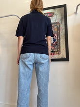 Load image into Gallery viewer, Country Road - SS Merino Wool Silk Top - Navy - L
