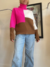 Load image into Gallery viewer, Essentiel Antwerp - High Neck Colour Block Jumpsuit - Ivory Brown Pink- L
