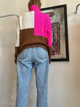 Load image into Gallery viewer, Essentiel Antwerp - High Neck Colour Block Jumpsuit - Ivory Brown Pink- L
