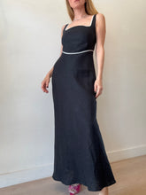 Load image into Gallery viewer, Jillian Boustred - Linen Maxi Dress - Black/White Trim - 1
