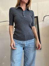 Load image into Gallery viewer, Oroton - SS Collared Wool Blend Ribbed Knit Top -Grey - S
