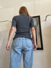 Load image into Gallery viewer, Oroton - SS Collared Wool Blend Ribbed Knit Top -Grey - S
