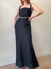 Load image into Gallery viewer, Jillian Boustred - Linen Maxi Dress - Black/White Trim - 1
