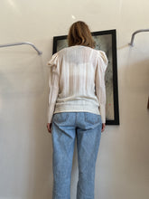Load image into Gallery viewer, Veronica Beard - V neck Merino Wool Pointelle Jumper - Cream - L

