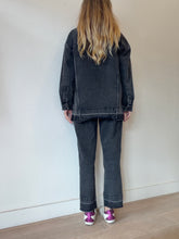 Load image into Gallery viewer, Shona Joy - Longline Denim Jacket w raw Hem  - Charcoal Wash  - 8
