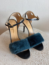 Load image into Gallery viewer, Charlotte Olympia - Fur Metallic 110mm Heels - Blue - 41
