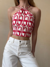 Load image into Gallery viewer, Scanlan Theodore - Cotton Tie Halter Top - Red/white Chain print - 6
