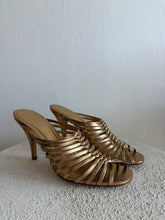 Load image into Gallery viewer, Salvatore Ferragamo - Jessa 85mm Braided Leather Mules - Gold - 9
