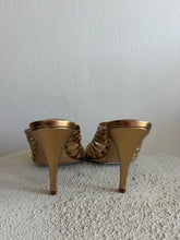 Load image into Gallery viewer, Salvatore Ferragamo - Jessa 85mm Braided Leather Mules - Gold - 9
