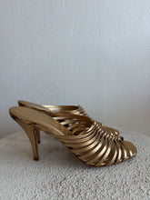 Load image into Gallery viewer, Salvatore Ferragamo - Jessa 85mm Braided Leather Mules - Gold - 9
