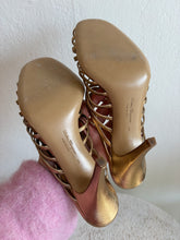 Load image into Gallery viewer, Salvatore Ferragamo - Jessa 85mm Braided Leather Mules - Gold - 9
