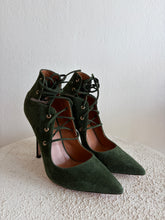 Load image into Gallery viewer, Scanlan Theodore - Lace Up Pointed Toe Suede Pump - Green - 36 - RRP$650
