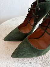 Load image into Gallery viewer, Scanlan Theodore - Lace Up Pointed Toe Suede Pump - Green - 36 - RRP$650
