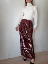 Load image into Gallery viewer, VRG Girl - Devyn Sequin Midi Skirt - Burgundy Wine - 10 - bnwt
