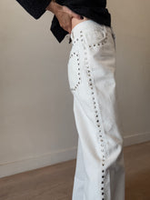 Load image into Gallery viewer, Reformation - Cary High Rise Slouch Wide Leg Jeans - Ivory w studs - 31
