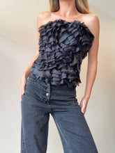 Load image into Gallery viewer, Aje - Charmed Rosette Ruffle Bustier - Black - 4 - BNWT - RRP $325
