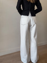 Load image into Gallery viewer, Reformation - Cary High Rise Slouch Wide Leg Jeans - Ivory w studs - 31
